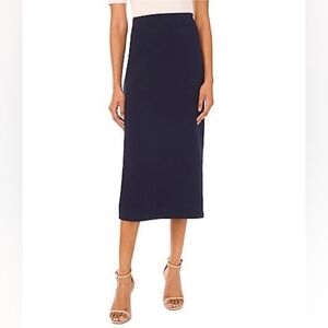 Eileen Fisher Regenerative Wool Midi Pencil Skirt Navy